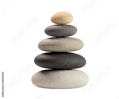 Stack of pebbles  zen stones  isolated on white background