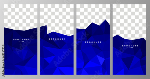 set of brochures with abstract blue colorful geometric shape background