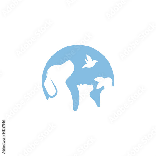 Pet World Shaped Like Globe Logo