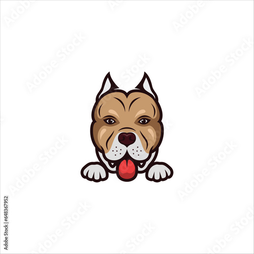 Cute Pitbull with Outed Tongue Logo