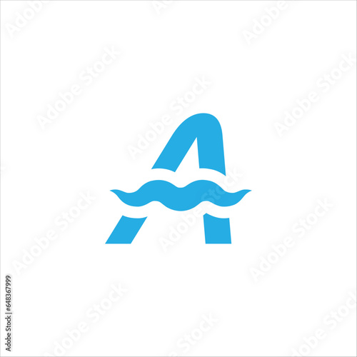 Letter A Water Wave Logo