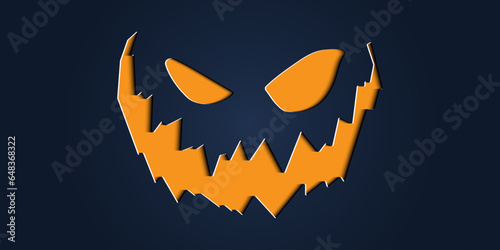Simple halloween pumpkin smile expressions in paper cut style for poster or brochure.