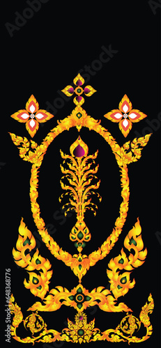 Vector illustration. Wallpaper iphome Thai art pattern or Line Thai background texture.