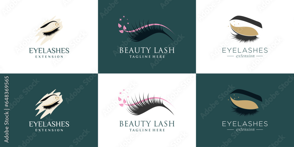 Eyelashes logo design collection with creative unique style Premium Vector