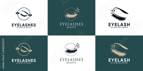 Eyelashes logo design collection with creative unique style Premium Vector
