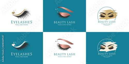 Eyelashes logo design collection with creative unique style Premium Vector