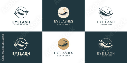 Eyelashes logo design collection with creative unique style Premium Vector