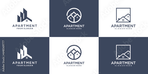 Apartment logo design template collection with modern and creative concept Premium Vector