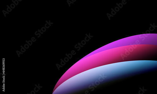 violet pink blue multicolor round curves graphic on black abstract background