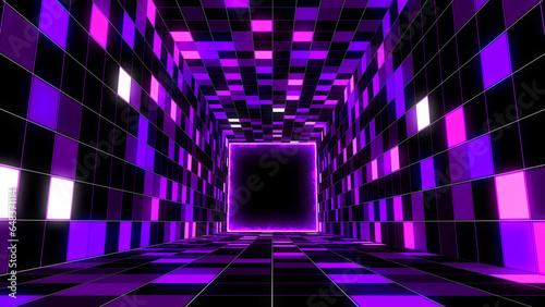 VJ Lights square tunnel abstract background.