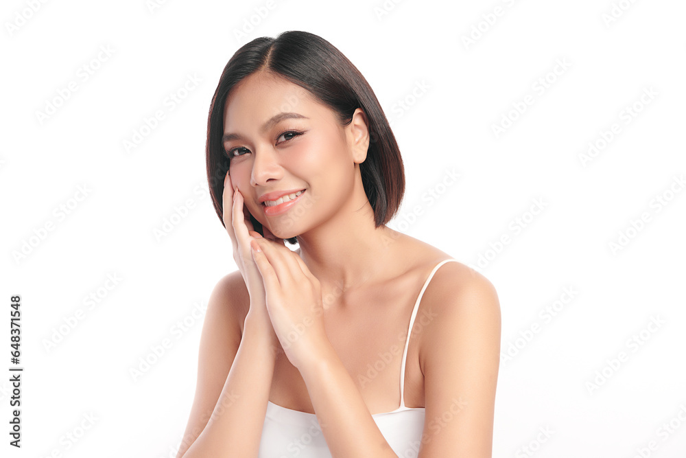 Beautiful young asian woman with clean fresh skin on white background, Face care, Facial treatment, Cosmetology, beauty and spa, Asian women portrait. Beautiful young asian woman with clean fresh skin on white background, Face care, Facial treatment, Cosmetology, beauty and spa, Asian women portrait.