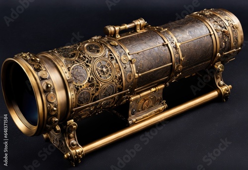 elescope with intricate brass detailing photo