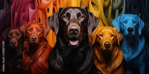 illustration of colorful dogs, generative AI