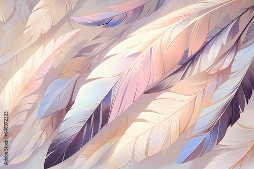 Beautiful abstract white and pink feathers with feather background
