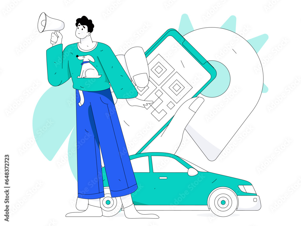 White-collar taxi ride flat vector concept operation illustration