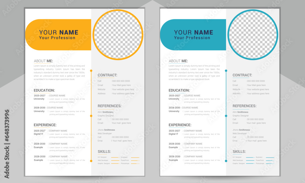 Professional & Modern Curriculum Vitae (CV) Design template , vector file layout Professional & Modern Curriculum Vitae (CV) Design template , vector file layout