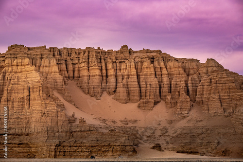 texture of the sand, Yardang landform (formed by wind erosion)