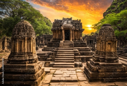An ancient city of temples, filled with priests and priestesses photo