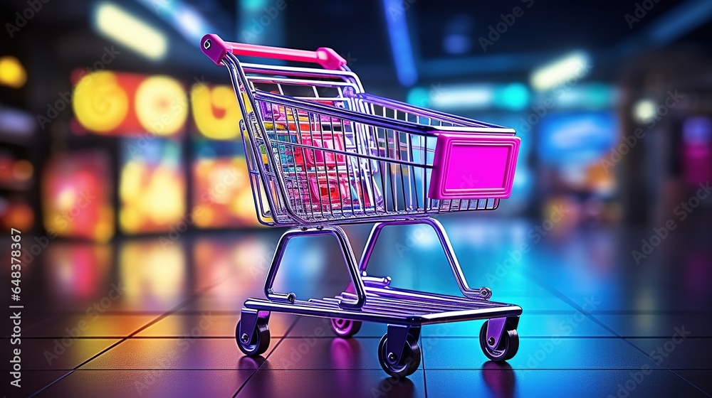 Shopping cart in a shopping center