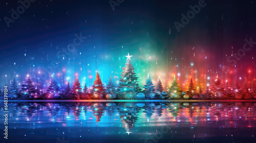 Beautiful Christmas Abstract Background with Christmas Trees