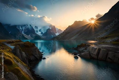 sunrise over the mountains Generated Ai