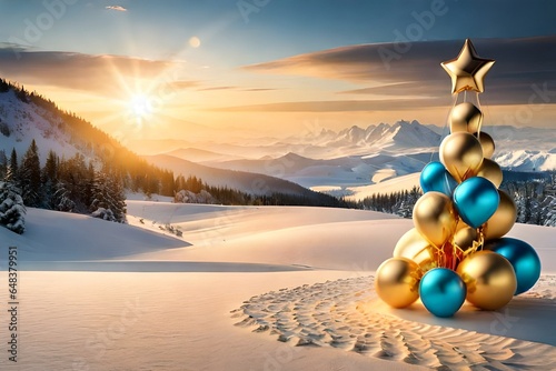 christmas tree in the snow Generated Ai