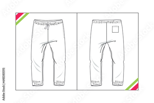 KIDS WINTER SWEATPANTS TECHNICAL FASHION FLAT SKETCH VECTOR ILLUSTRATION