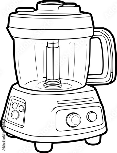 a black and white drawing of a blender