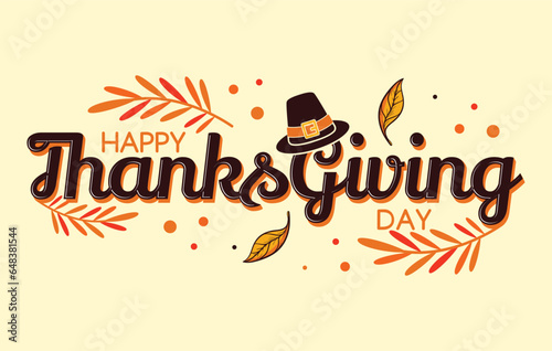 Happy Thanksgiving Day with autumn leaves