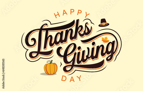 Typography letter Happy Thanksgiving Day template background
