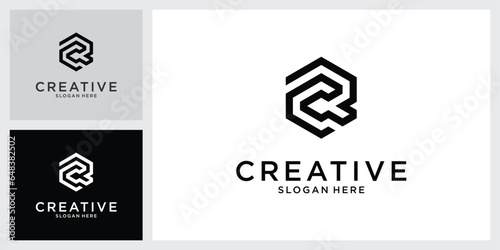 CR or RC initial letter logo design vector.