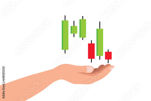 Trade of stock. Chart of forex with candles. Graph for financial market. 