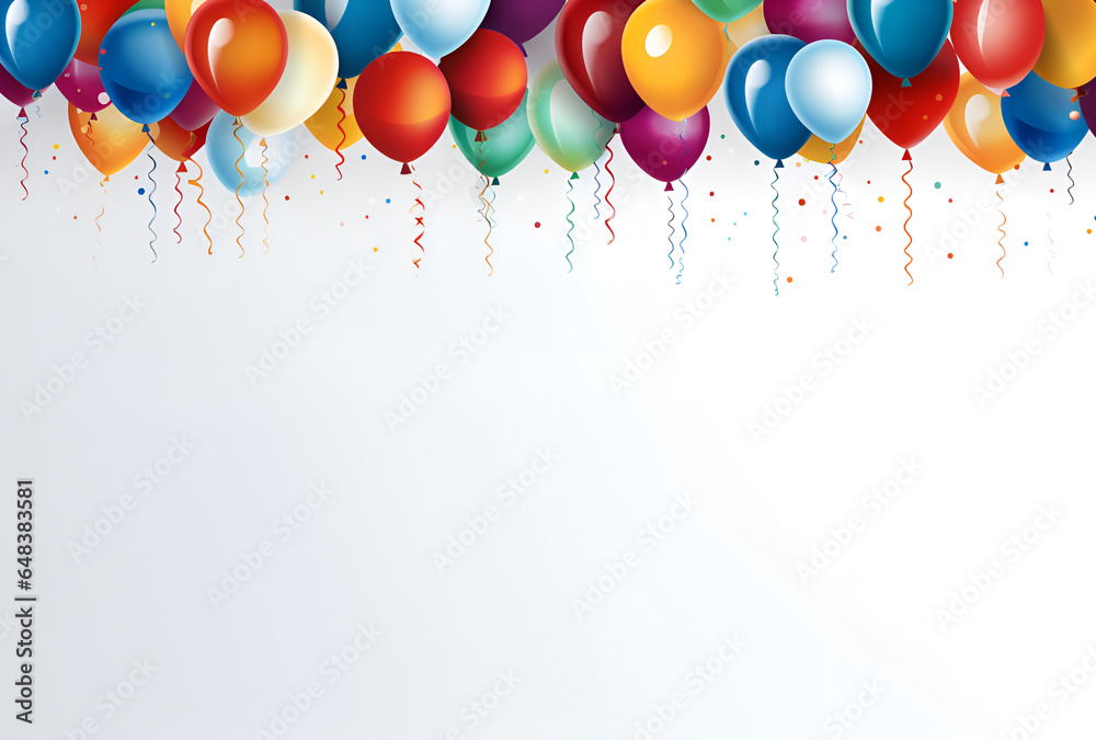 Birthday banner design with colorful balloons. AI Generated Images Birthday banner design with colorful balloons. AI Generated Images