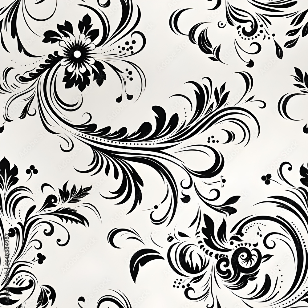 Fototapeta premium Seamless pattern black paisley,white background,vector graphic.