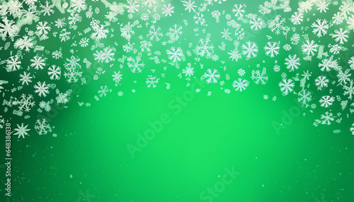 Christmas background of beautiful complex big and small snowflakes in green colors background. Generative Ai