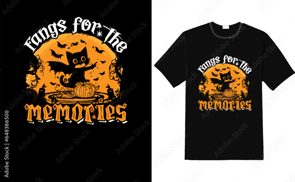 Fangs for the memories halloween t shirt - cute halloween template