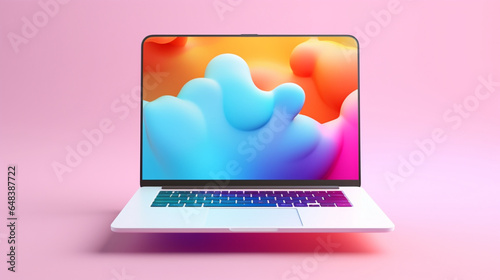 laptop with colorful screen and background