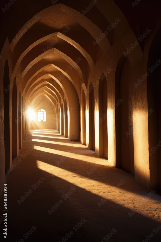 Sun Rays Entering to the Ancient Mosque