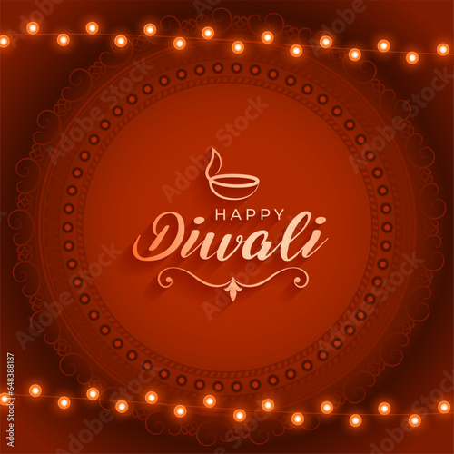 happy diwali occasion background with light festoon design