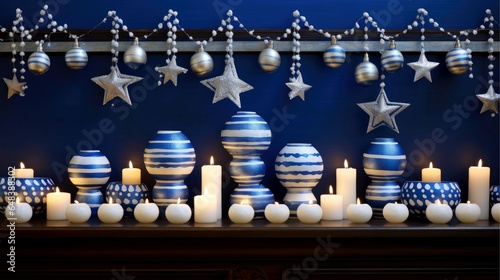 Hanukkah festive celebration concept  glow of the menorah with shining candles and star