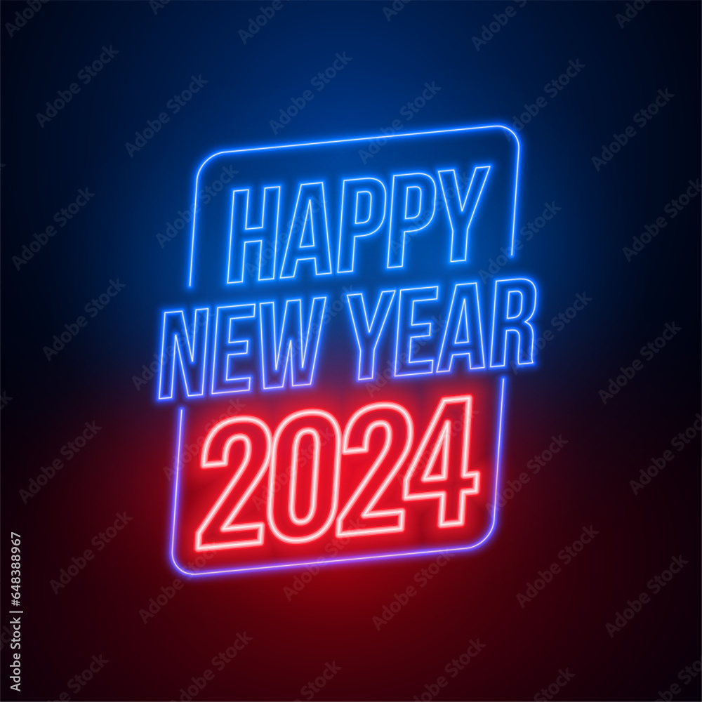 neon style glowing 2024 new year party background design
