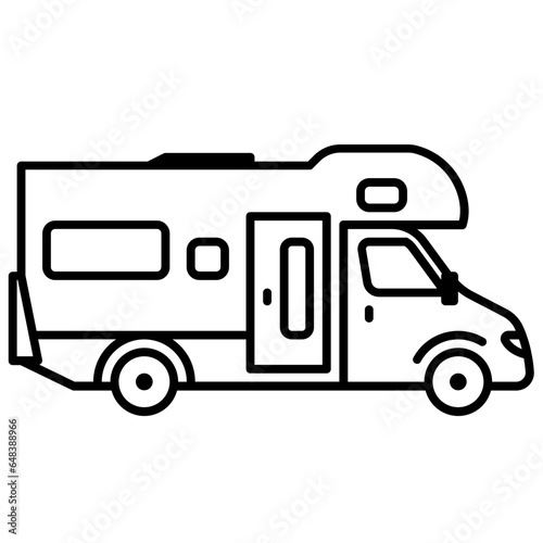 Caravan outline icon. Transportation illustration for templates, web design and infographics. 