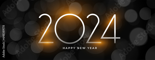 happy new year 2024 dark wallpaper with bokeh effect