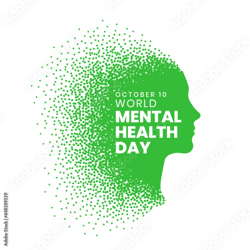 line art world mental health day poster with human head and heart