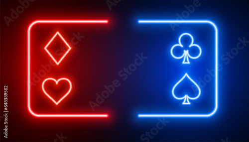 glowing neon casino ace card banner play and win jackpot
