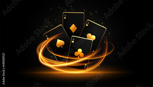 dark casino ace card gambling banner with light streak effect