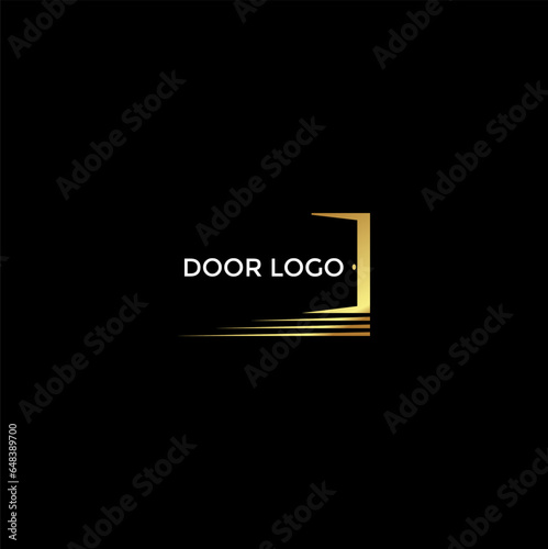 open door in dark logo design concept. premium logo