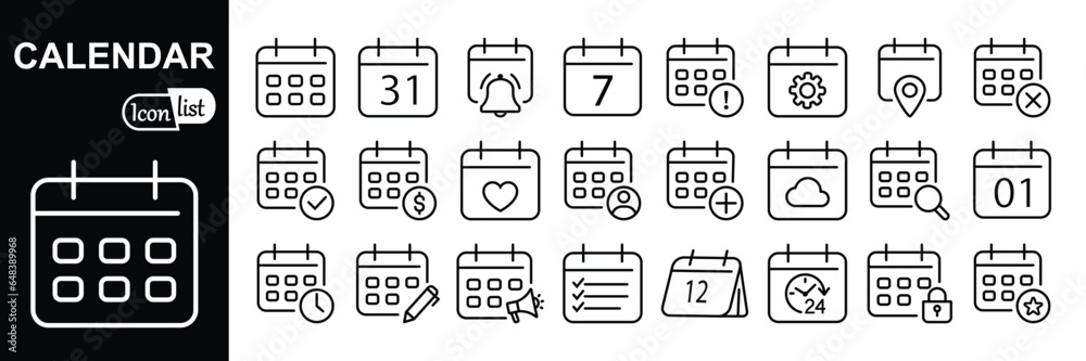 Calendar Icon collection. Calendar planner icon collection. Reminder organizer event signs. Calendar Icon collection. Calendar planner icon collection. Reminder organizer event signs.