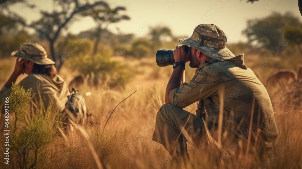 Wildlife safari observers - obrazy, fototapety, plakaty 