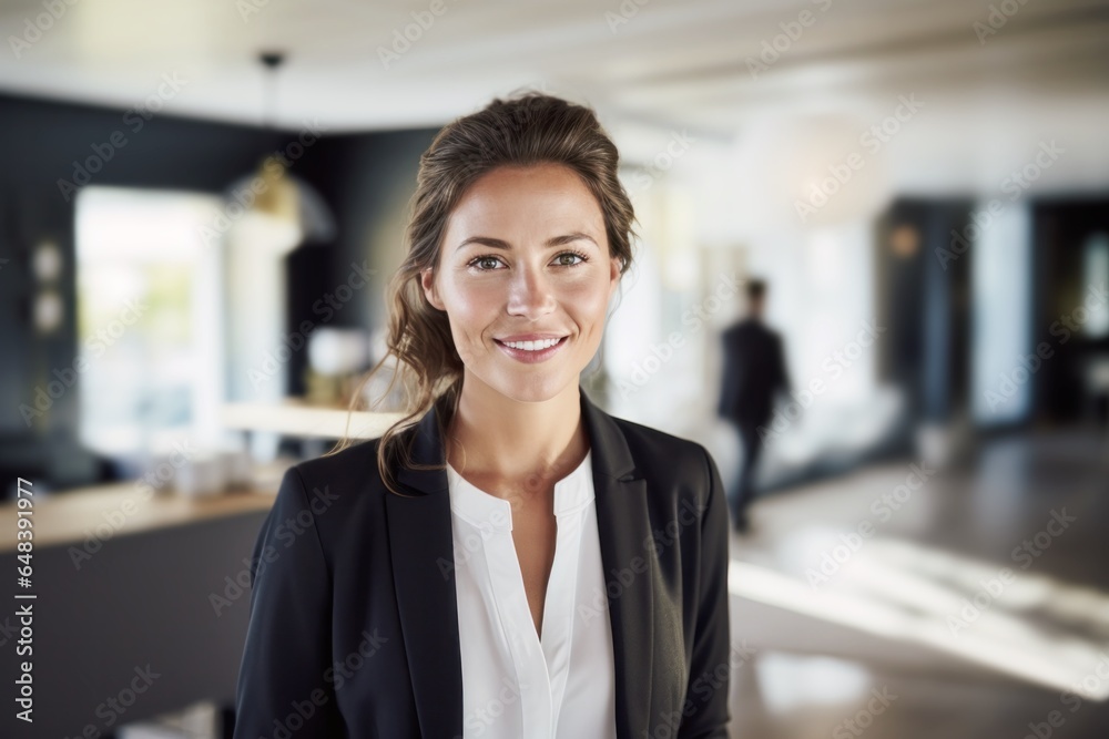 Fototapeta premium portrait of successful businesswoman standing at home office looking at camera